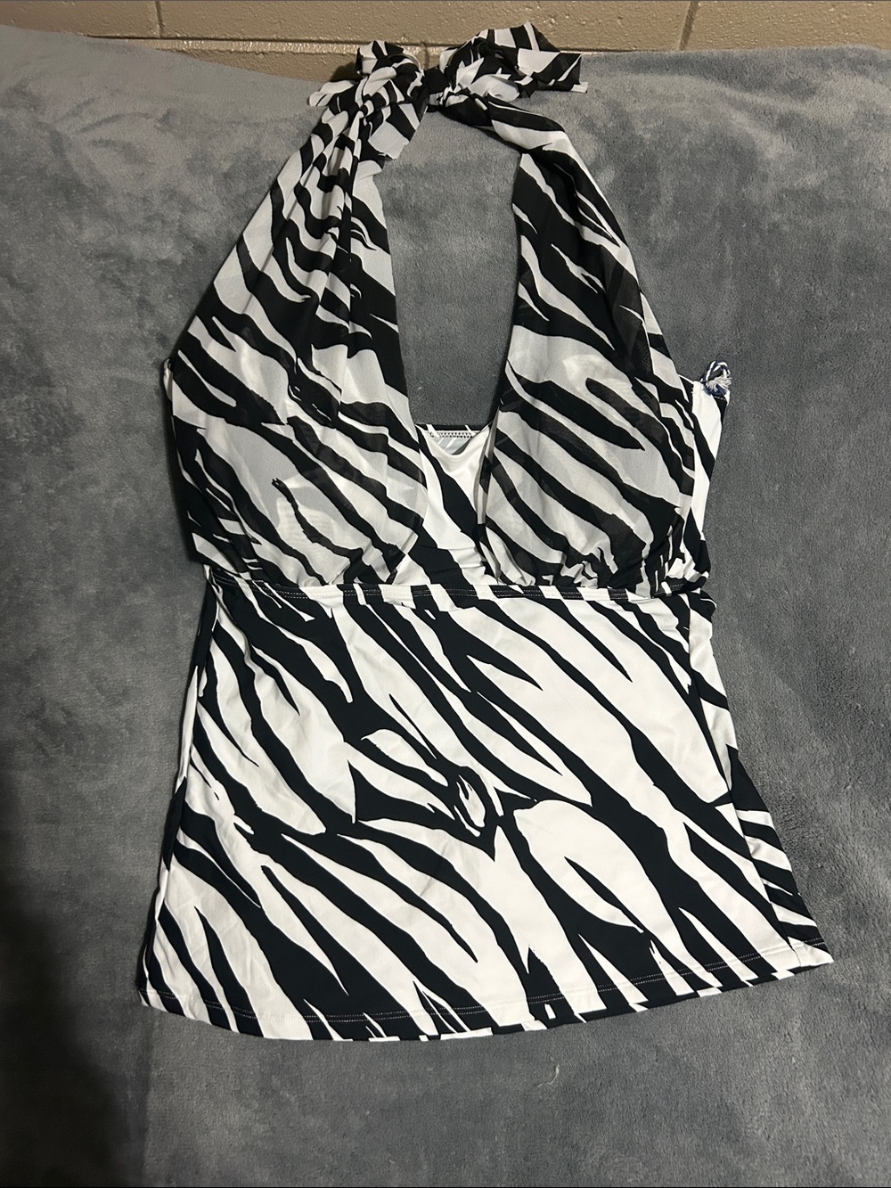 NWT Sonnet Shores Zebra Print Halter Tank Top - Black & White